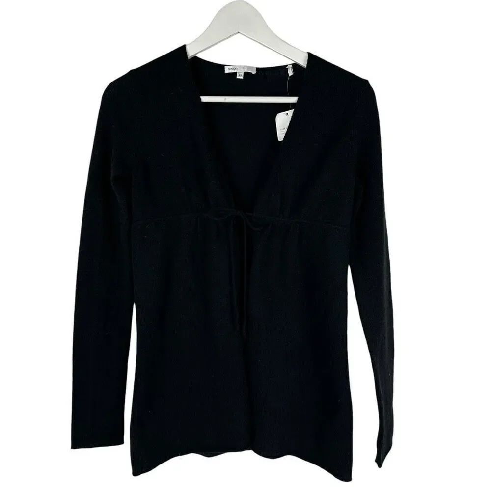 Vince Womens Black Cashmere Sweater Size XS Tie Front Cardigan Long Sleeve